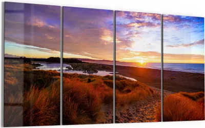 Produktbild von DEQORI Glasbild Echtglas 4x30x60 cm 'Küstenabschied' Wandbilder XXL groß