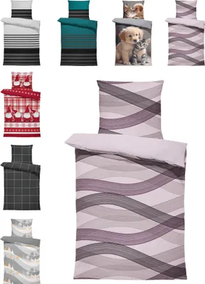 Produktbild von Winter Biber Bettwäsche Baumwolle Kuschelig Flauschig Warme Weiche Flanell Bettbezüge Modern, Größe:2 teilig 135x200 cm, Farbe:Welle Lavendel lila