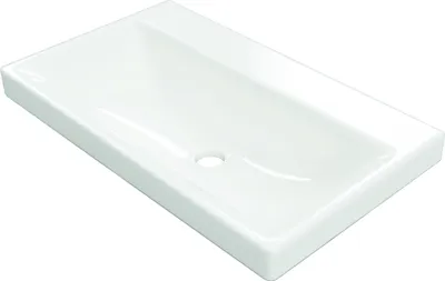 Zdjęcie produktu dla Umywalka Blanko 65x37 cm, prostokątna, biały połysk, bez otworu na baterię