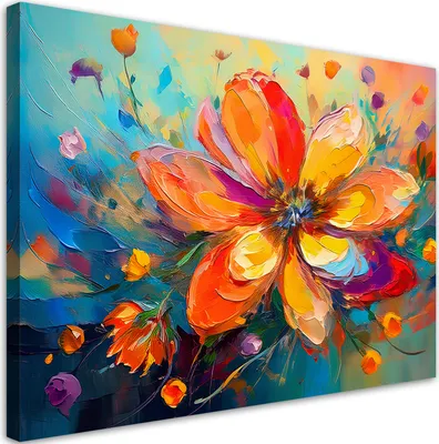 Produktbild von Feeby - Leinwand Bilder - Farbige Blumen Abstraktion - 30x20 cm - Deko Wohnzimmer - Wandbilder Schlafzimmer - Deko Aesthetic - Wand Deko - Leinwand Groß - Deko Zimmer - Leinwandbilder XXL