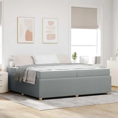 Image de vidaXL Cadre de lit gris clair 200 x 200 cm en tissu