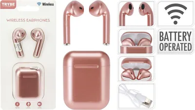 Image de Ecouteurs sans fil roses rechargeables USB Jouets éducatifs