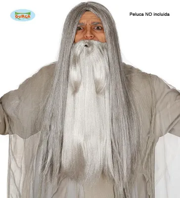 Produktbild von Gallier Mittelalter Märchenkönigin Halloween Kostüm Bart Fantasie Accessoire Zauberer Historisch, Farbe: Grau