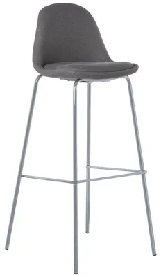 2er-Set Barhocker, PP/Stoff/Metall, grau/chrom, 39x46x102 cm
