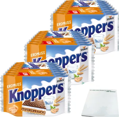 Produktbild von Knoppers Erdnuss Waffelschnitte  3er Pack (3x8x25g Packung) + usy Block
