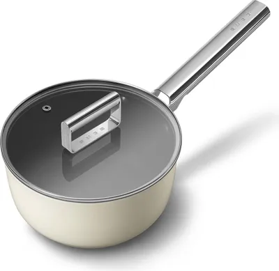 Image de Smeg SPF2012CRM Kochtopf, 20 cm, Keramik, Edelstahlgriff, Mattcreme