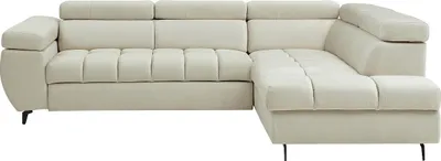 Produktbild von Ecksofa mit Schlaffunktion - Ecke rechts - Samt Beige - NIACATO