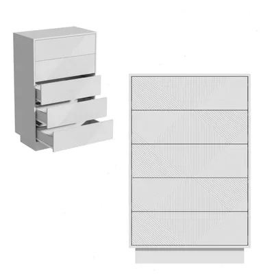 Productafbeelding van Kast met 5 lades, push-to-open systeem, 60x33,5x94 cm, wit