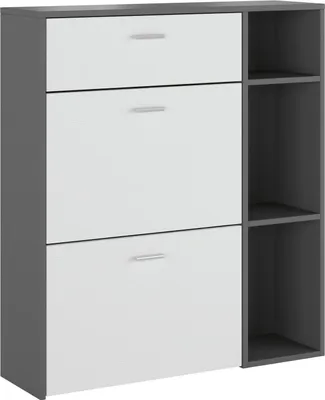 Produktbild von Samassi - Schuhschrank, 90x26x102h cm Anthrazit, eine Schublade