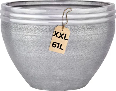 Produktbild von Marrakesch XXL Aluminium Blumenkübel Übertopf Ø 47 cm Silber Matt | Pflanzentopf Pflanzkübel 61 L groß rund für Outdoor Indoor | Blumentopf Blumentöpfe Calvino für Garten Balkon & Wohnzimmer