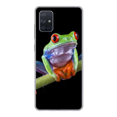 Produktbild von MuchoWow® Handyhülle Schutzhülle Hülle für Samsung Galaxy A71 Frosch - Pflanze - Schwarz Silikon Softcase Handy Hülle - Kartenbesitzer