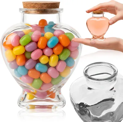 Zdjęcie produktu dla SUPERBUTELKI - Buteleczka szklana Serce 150 ml z korkiem na prezent, nalewki, likier