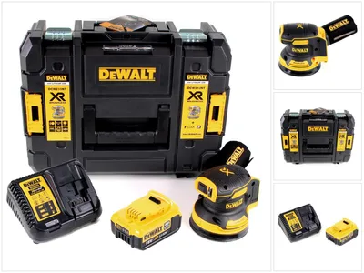 Obrázek produktu pro Akumulátorová náhodná orbitální bruska DeWalt DCW 210 M1 Brushless 18V 12 000 ot/min 125mm + 1x akumulátor 4,0 Ah + 1x rychlonabíječka v TSTAKu.