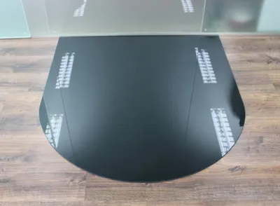 Produktbild von Rundbogen 100x110cm Glas schwarz - Funkenschutzplatte Kaminbodenplatte