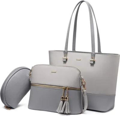Obrázok produktu pre Veľká kabelka dámska sada kožená shopper taška cez rameno 3-dielna