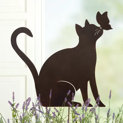 Produktbild von Gilde Gartenstecker, Katze, "Catana", Metall, braun, VE 3, L. 1 cm, B. 44 cm, H. 41 cm 67129 4063387671290
