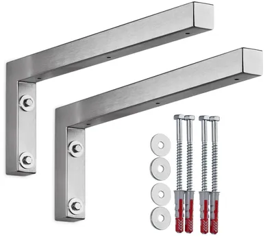 Produktbild von Set von 2 L-förmigen Wandkonsole Halterungen aus Edelstahl für DIY Projekte