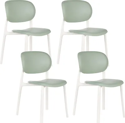 Produktbild von BELIANI Gartenstühle 4er Set Grün Kunststoff Wetterbeständig Leicht Modernes Design Indoor Outdoor Terrasse Esszimmerstühle