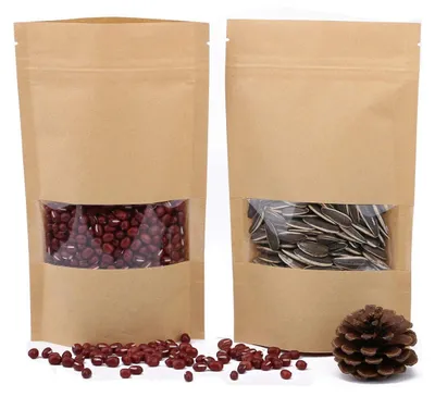 Immagine prodotto di Omgoods - Set di 50 sacchetti di carta kraft riutilizzabili con finestra