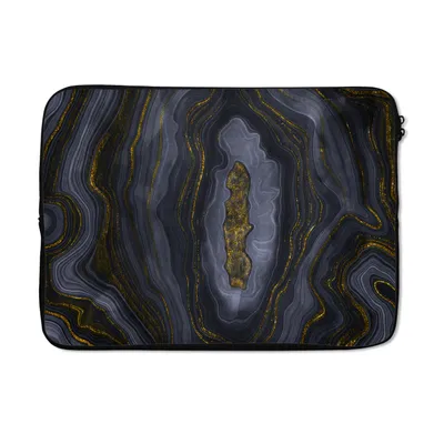Produktbild von MuchoWow® Laptop Hülle 14 ZollGeode - Achat - Schwarz & Gold Laptoptasche - Laptoptasche - Stoßsicher - Schutzhaube