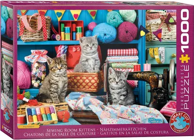 Produktbild von Eurographics Puzzle Katzen im Nähzimmer, 1000 Teile, 68 x 48 cm, 6000-6020
