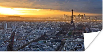 Produktbild von MuchoWow® Poster Paris - Skyline - Sonne 160x80 cm - Foto Poster