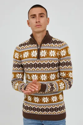 Produktbild von SOLID SDWinoldo Herren Strickpullover Troyer Grobstrick Pullover mit Troyer-Kragen aus 100% Baumwolle