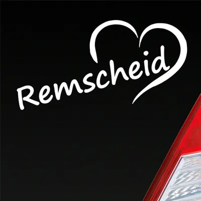 Produktbild von Auto Aufkleber Remscheid Herz Stadt City Love Liebe 16,5x8 cm Weiss Matt Sticker Heckscheibenaufkleber