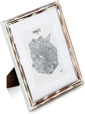 Produktbild von Shabby Chic Bilderrahmen 20x25 cm - mit Passepartout für 13x18 Fotos - Glasfront - 2 cm Rahmenbreite - Echtholz - Braun Weiß