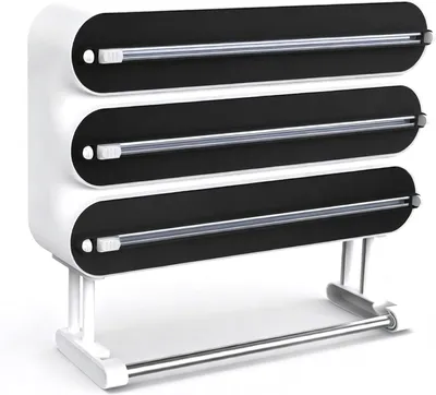 Produktbild von Küchenrollenhalter 4 Rollen, für Küche, Wandmontage, mit Frischhaltefolienspender und Alufolienfach