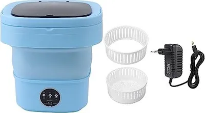 Produktbild von Tragbare Waschmaschine, faltbare Mini -Maschine Abflusskorb Haus, Wäsche, Camping, Wohnmobil, Reise, Unterwäsche, persönlich, Baby (blau)