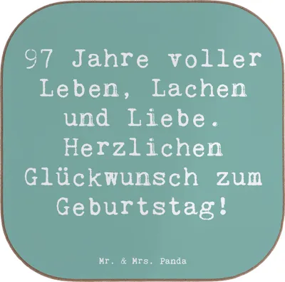 Produktbild von Mr. & Mrs. Panda Untersetzer für Gläser Spruch 97. Geburtstag - Meeresbrise - Geschenk, Tischuntersetzer, gläseruntersetzer, herzlichen Glückwunsch, Happy Birthday, Alter