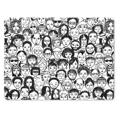 Produktbild von MuchoWow® Mauspad Mousepad Muster - Gesicht - Schwarz und Weiß 23x19 cm - Mousepads - Maus Mat - Pad - Mausunterlage - Schreibtischunterlage - Mauspad