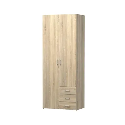 Produktbild von Spell Kleiderschrank 2 Türen, 3 Schubladen eiche Struktur Nachbildung.
