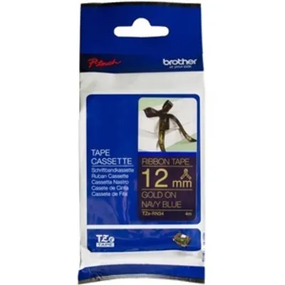 Produktbild von Brother TZe-RN34 - Gold auf Marineblau - Rolle (1,2 cm x 4 m) 1 Kassette(n) Band - für Brother PT-D600, H110, P-Touch PT-D450, P-Touch Cube PT-P300, P-Touch Embellish PT-D215