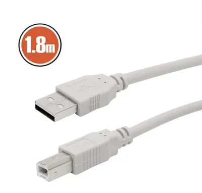 Zdjęcie produktu dla Kabel USB 2.0 o długości 1,8 m, typ A do B – odpowiedni do podłączenia drukarki i skanera – szary kabel danych – kabel instalacyjny [20121]