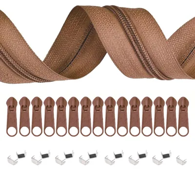 Produktbild von 6m Endlos-Reißverschluss 5mm mit 15 Zippern und 15 Endstücke  freie Farbwahl, Farbe:S293 eichelfarben