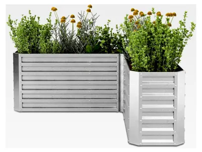Produktbild von L-förmiges Gartenhochbeet 160x160 aus wetterfestem Galvanostahl, 742 L, ergonomisch und rostbeständig mit offenem Boden für optimale Drainage und einfache Montage