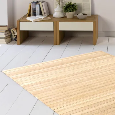Produktbild von Bambusteppich SOLID pure, Maß ca. 60x90 cm, 50mm Stege auf Gazevliesrücken