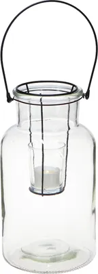 Produktbild von Flaschen Deko Windlicht Glas Metall Ø13cm Schwarz Modern