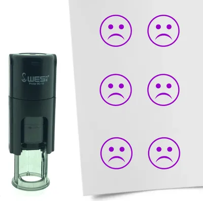 Produktbild von CombiCraft Selbstfärbender Stempel 'Freudloser Smiley' in der Farbe Lila, Ø10mm