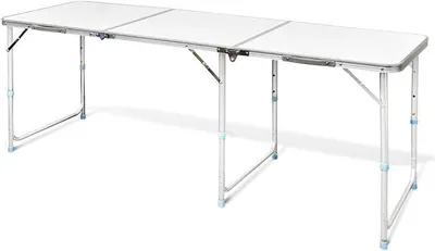 Produktbild von Campingtisch Klapptisch Buffettisch Gartentisch aus Aluminium mit Tragegriff 180 x 60 cm Klappbar Höhenverstellbar