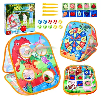 Immagine prodotto di Omgoods - Gioco di lancio delle sacche per bambini dai 3 agli 8 anni - Divertente attività all'aperto con set di gioco 3-in-1