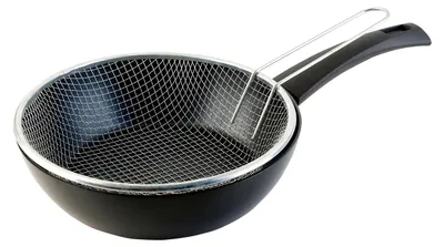 Image de Poêle à frire avec panier, 20 cm, compatible induction, en aluminium, avec revêtement antiadhésif sans