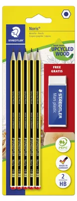 Produktbild von STAEDTLER Noris 120 Bleistift Blisterkarte mit 5 Bleistiften HB und Radierer