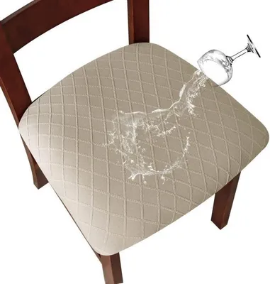 Produktbild von Set mit 4 wasserdichten Stuhlhussen für Esszimmer- und Küchenstühle (Khaki)