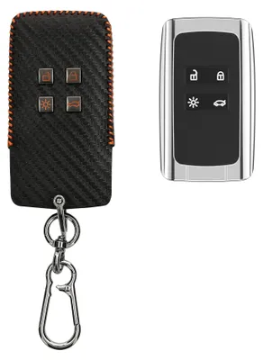 Produktbild von kwmobile Autoschlüssel Kunstleder Hülle kompatibel mit Renault 4-Tasten Smartkey (Keyless Go) Cover - Schlüsselhülle mit Schlüsselring -