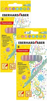 Produktbild von Eberhard Faber 551009 Glitzer Fasermaler in Pastell Farben im Kartonetui (2er Pack / Pastell Farben)
