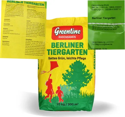 Produktbild von Greenline Berliner Tiergarten 10 kg Rasensamen Rasensaat Spielrasen 300m² GRÜN