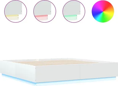 Produktbild von vidaXL Bettgestell mit LED Weiß 200x200 cm Holzwerkstoff